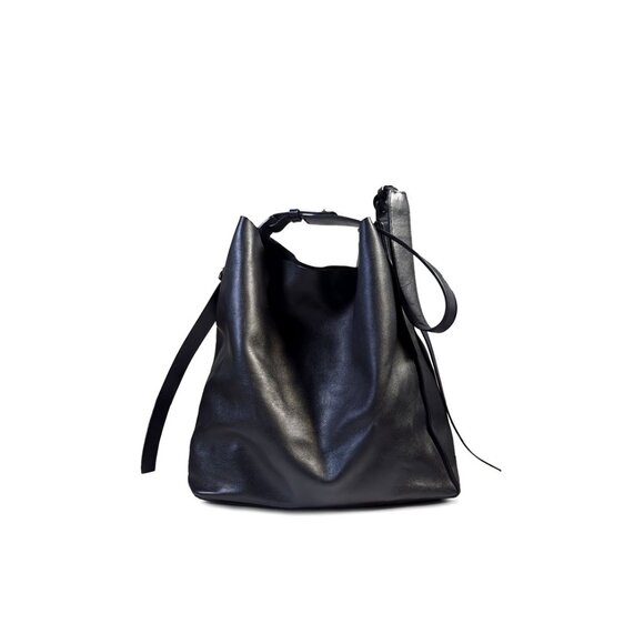 Black ALLSAINTS Paradise Tote Black Leather Calf Shoulder Purse & Pouch - Picture 10 of 13